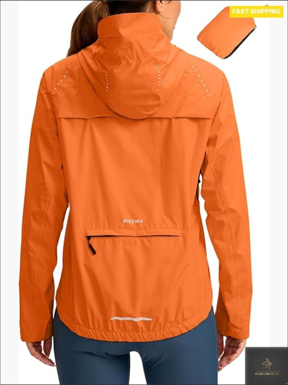 Cycling Rain Jacket Waterproof Windbreaker Lightweight Packable Hooded